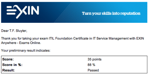 ITILv3 certificate